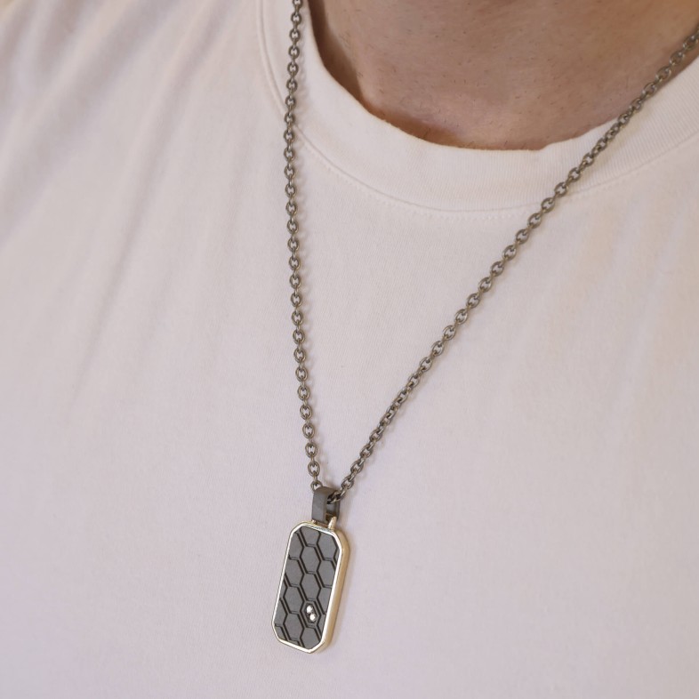 Titanium Necklace with Pendant in 18K Gold and Diamonds | Zancan
