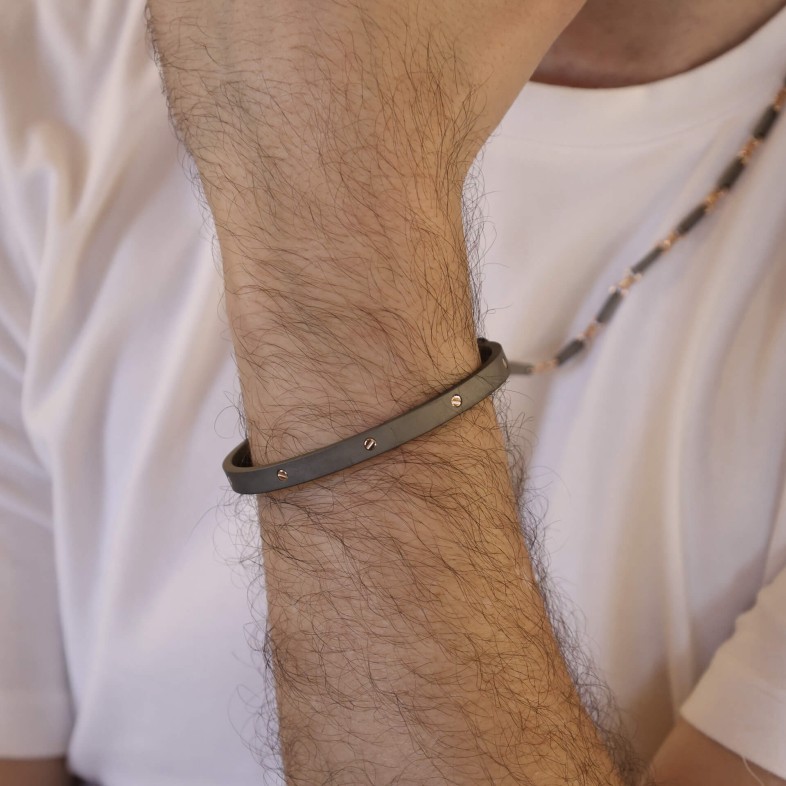 Titanium bracelet with 18K Rose Gold - Size M | Zancan