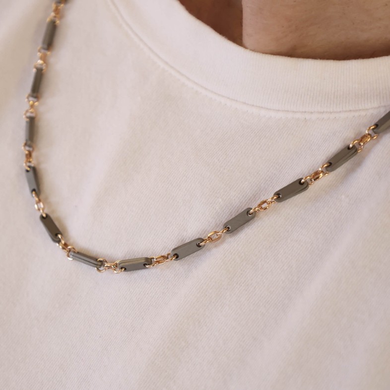 18k Rose Gold and Grey Titanium Necklace | Zancan
