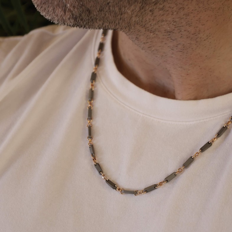 18k Rose Gold and Grey Titanium Necklace | Zancan