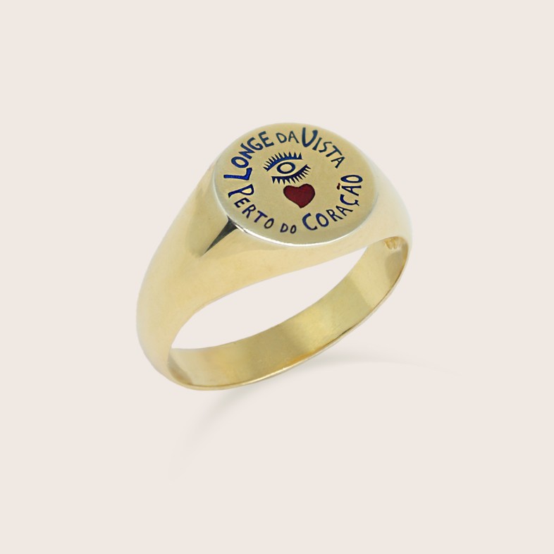 Gold-plated Sterling Silver "Far from Sight, Close to the Heart" Ring | Lembran�a