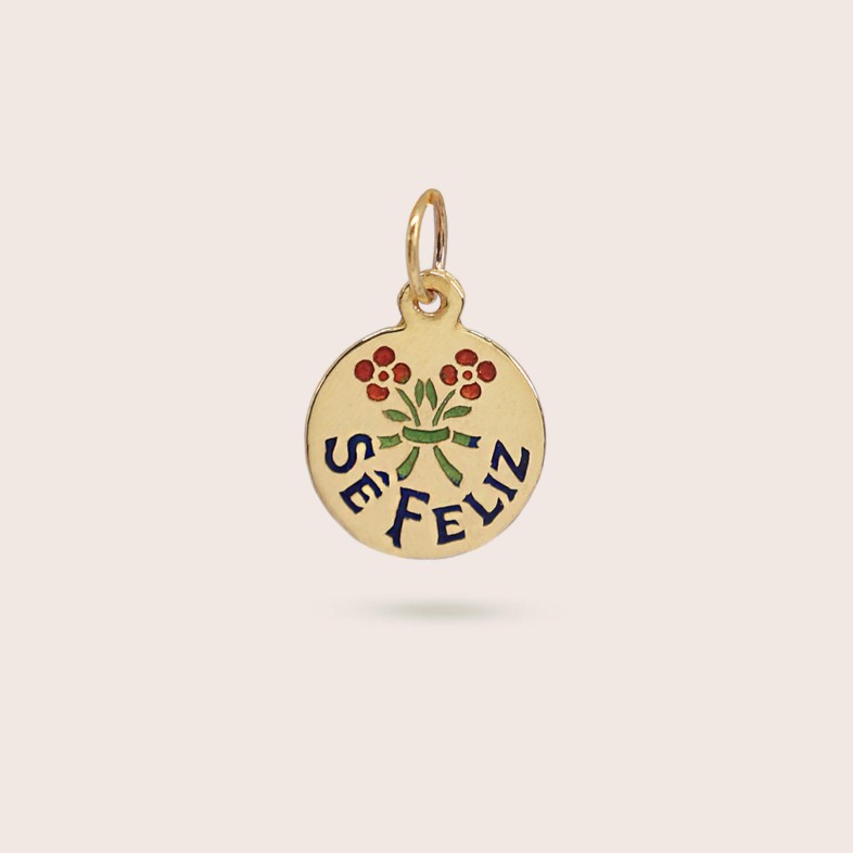"Be Happy" Pendant in 19,2K Gold | Lembran�a