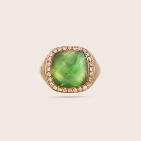 Anel com Prasiolite e Diamantes