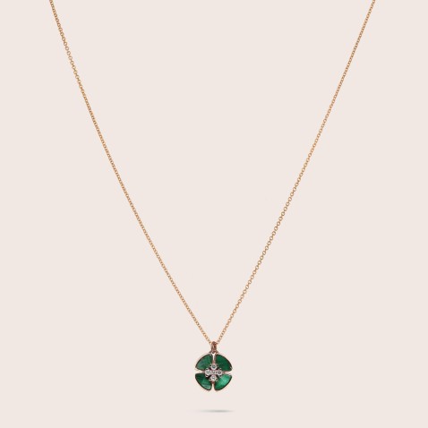 Colar com diamantes e malaquite