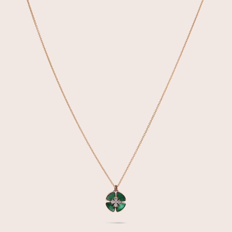Colar com diamantes e malaquite