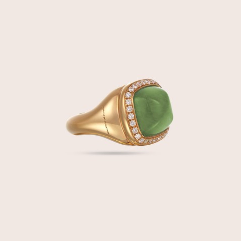 Anel com Prasiolite e Diamantes