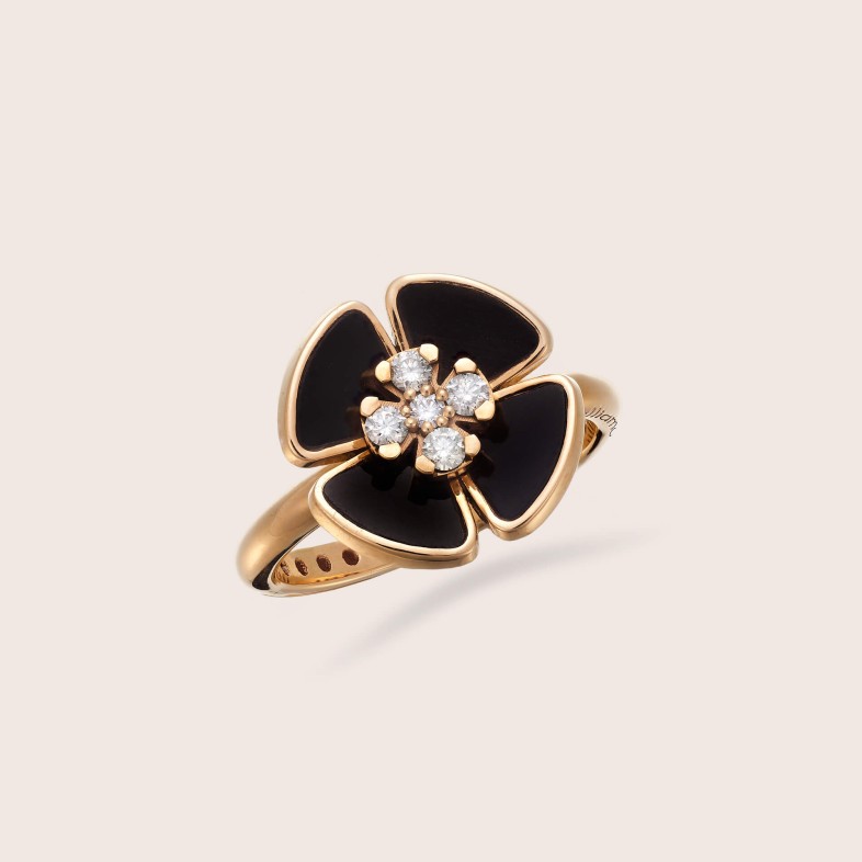Anel com �nix e Diamantes