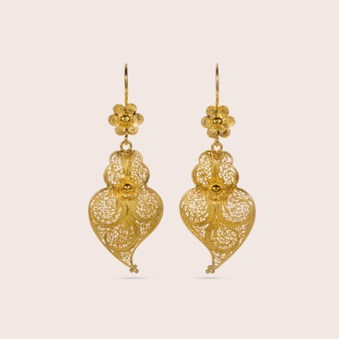 Brincos Cora��o de Viana Ouro 19,2K | Filigrana