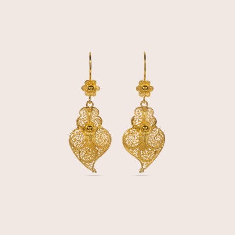 Brincos Cora��o de Viana Ouro 19,2K | Filigrana