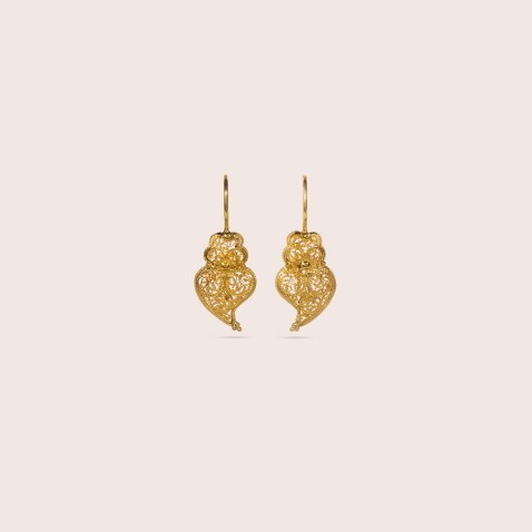 Brincos Cora��o de Viana Ouro 19,2K | Filigrana