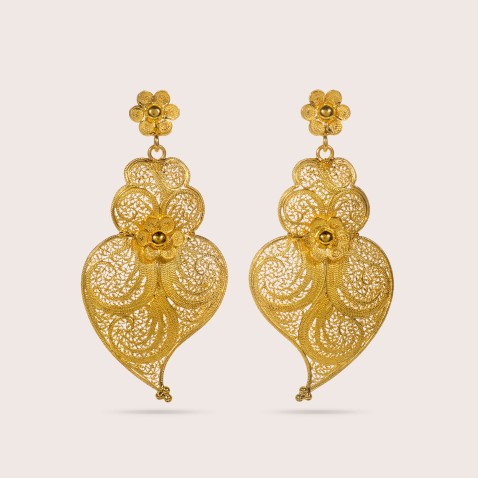 Brincos Cora��o de Viana Ouro 19,2K | Filigrana