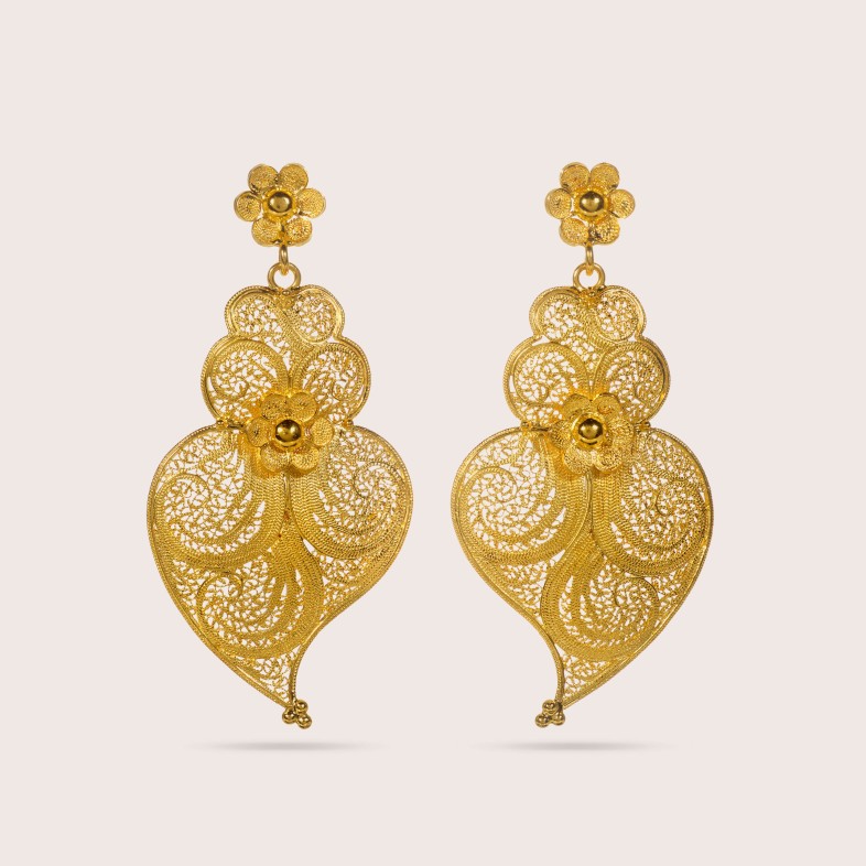19.2K Gold �Cora��o de Viana� Earrings | Filigree