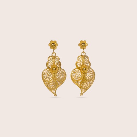 Brincos Cora��o de Viana Ouro 19,2K | Filigrana