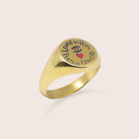 Gold-plated Sterling Silver "Far from Sight, Close to the Heart" Ring | Lembran�a