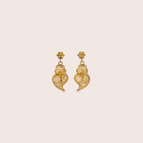 Brincos Cora��o de Viana Ouro 19,2K | Filigrana