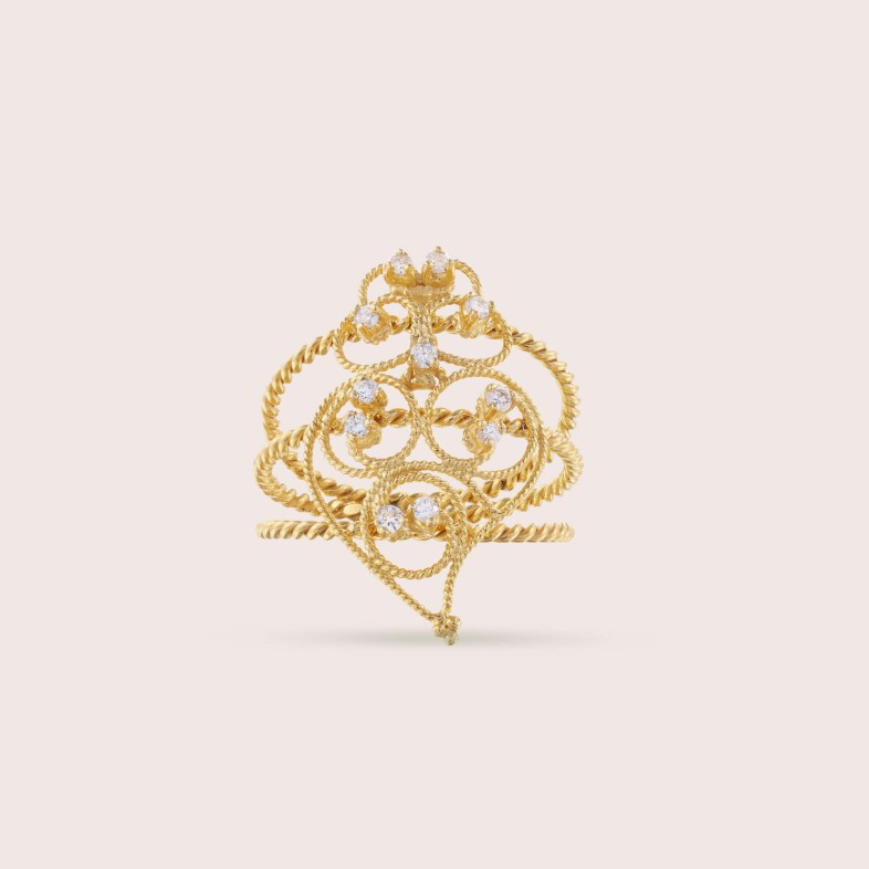 Anel Filigrana Ouro 19,2K e Diamantes | Diamond Filigree