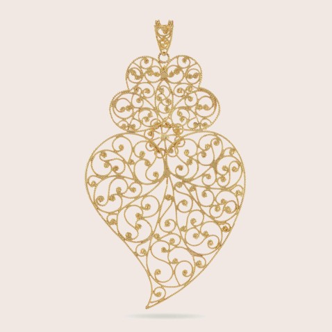 19.2K Gold and Diamond Filigree Pendant | Diamond Filigree