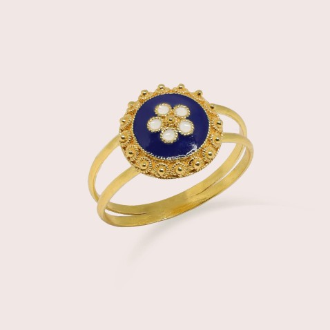 CARAMUJO 19.2K Gold doble Ring | Rosas Portuguesas