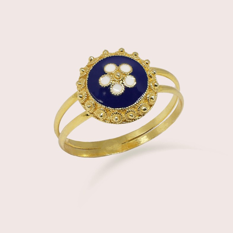 Caramujo gold-plated sterling silver doble ring| Rosas Portuguesas