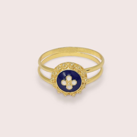 Caramujo gold-plated sterling silver doble ring | Rosas Portuguesas