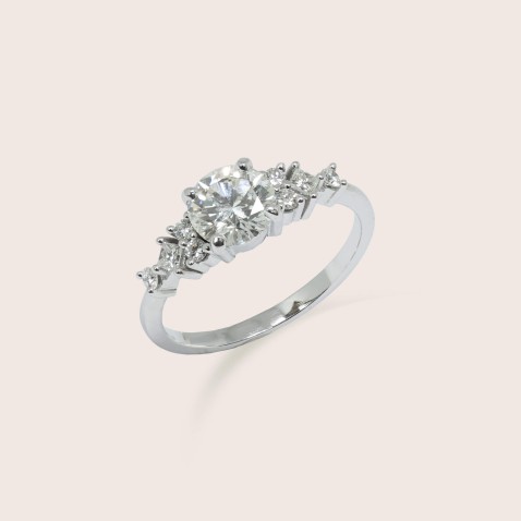 19,2K Gold Engagement Ring with Diamonds IGI Certified | Special Moments