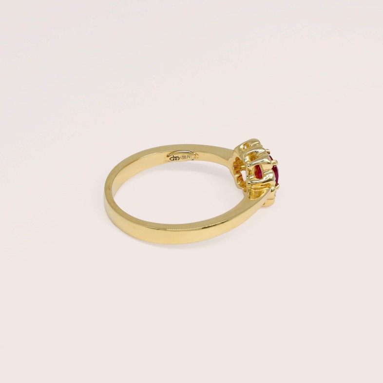 Anel de Noivado Ouro 18K Rubi e Diamantes | Cores Preciosas