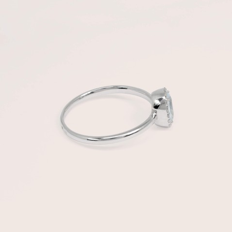 19.2K White Gold Engagement Ring with Aquamarine and Diamonds | Blue Sea