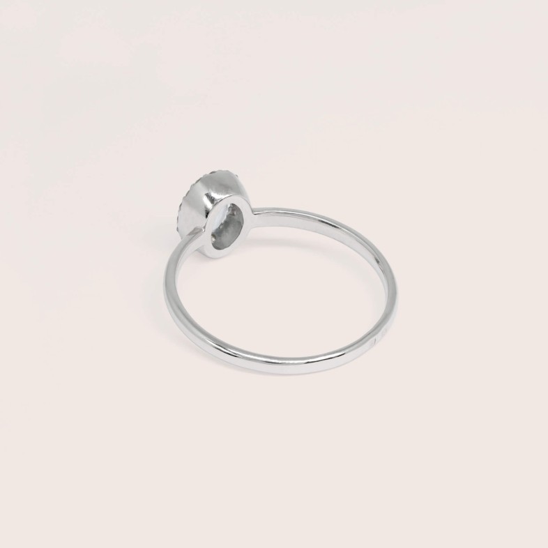 Anel de Noivado Ouro Branco 19,2K �gua-Marinha e Diamantes | Blue Sea