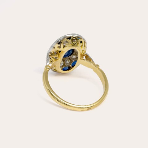 18K Two-Tone Gold Engagement Ring with Sapphires and Diamonds | Art Dec�