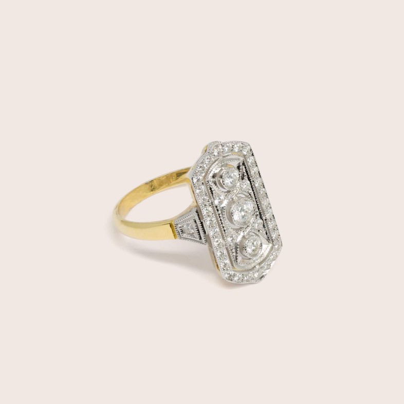 18K Two-Tone Gold Engagement Ring with Diamonds | Art Dec�