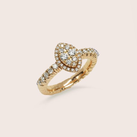Anel Ouro 18K Extens�vel com Diamantes