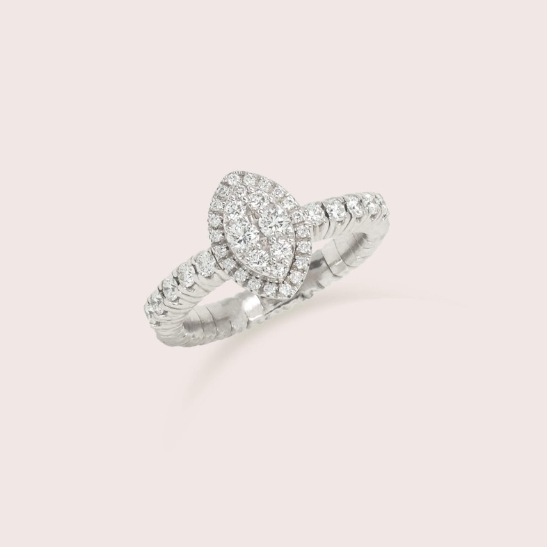 Anel de Noivado Ouro Branco 18K
