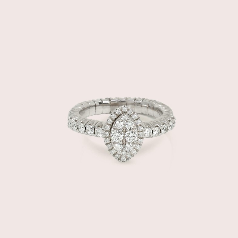 Anel de Noivado Ouro Branco 18K