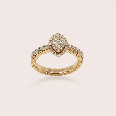 Anel Ouro 18K Extens�vel com Diamantes