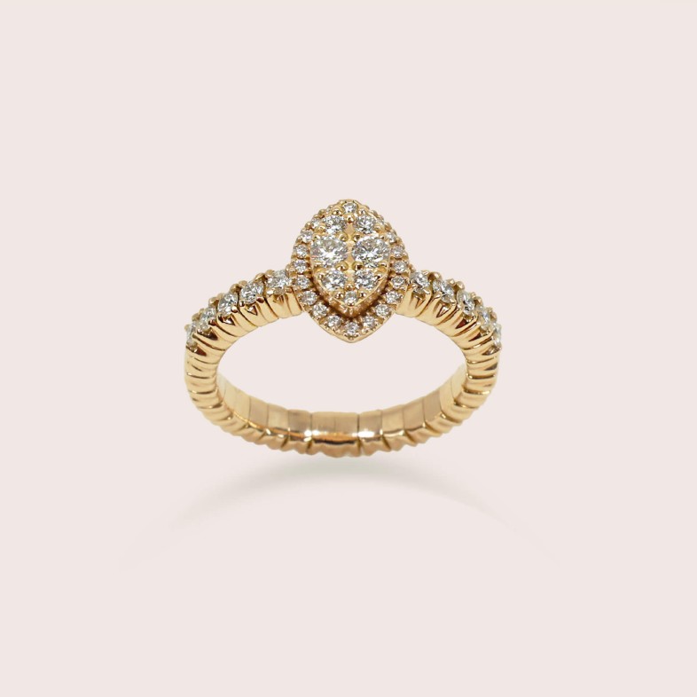 Anel Ouro 18K Extens�vel com Diamantes