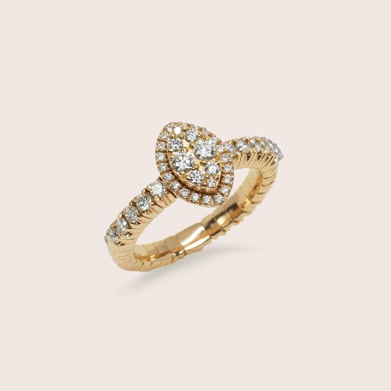 Anel Ouro 18K Extens�vel com Diamantes