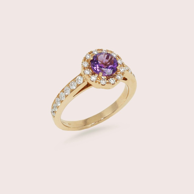 18k Gold Amethyst Engagement Ring