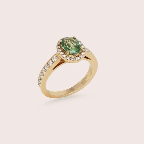 18k Gold Green Sapphire Engagement Ring