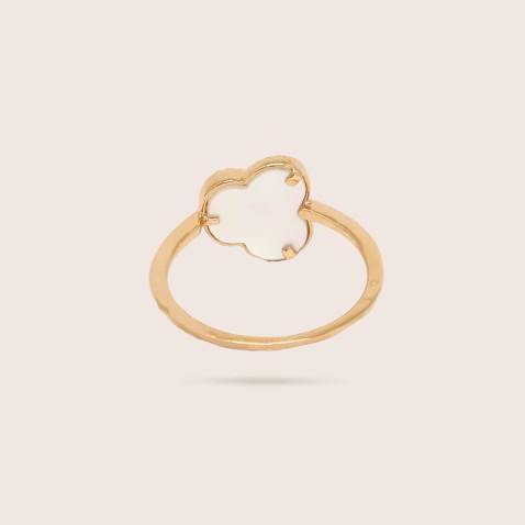 Mother of Pearl and Diamond Gold Ring