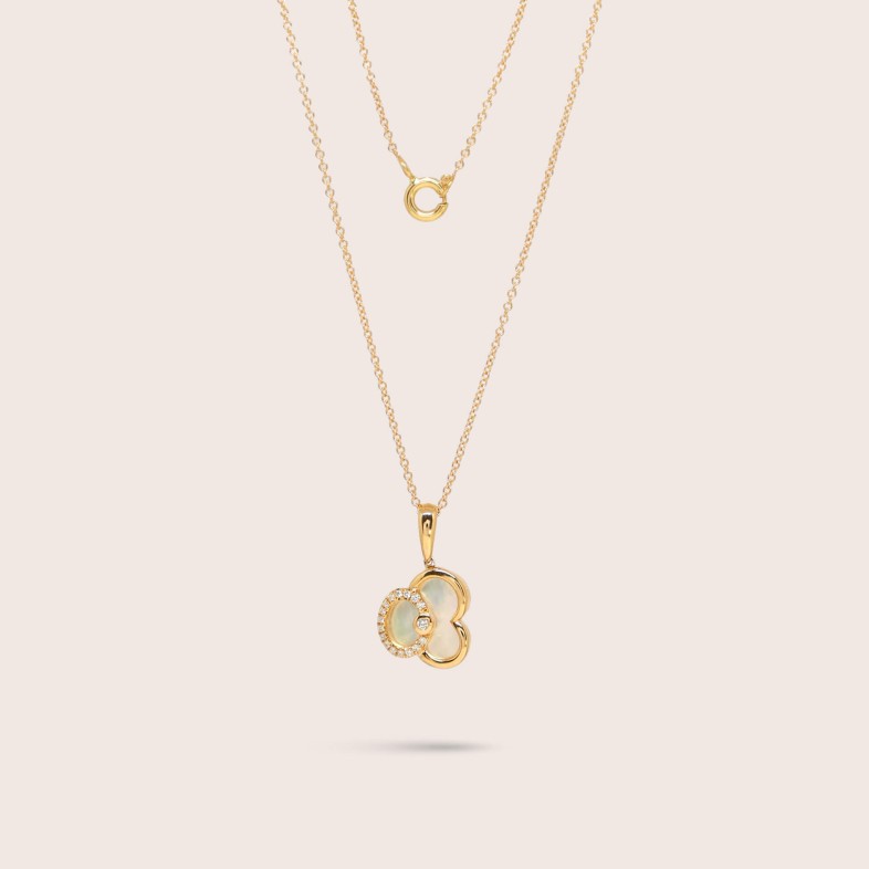 Colar com pendente Ouro Madrep�rola e Diamantes