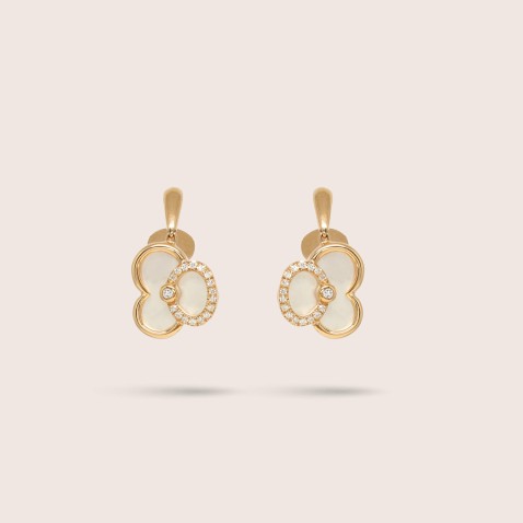 Brincos Ouro Madrep�rola e Diamantes