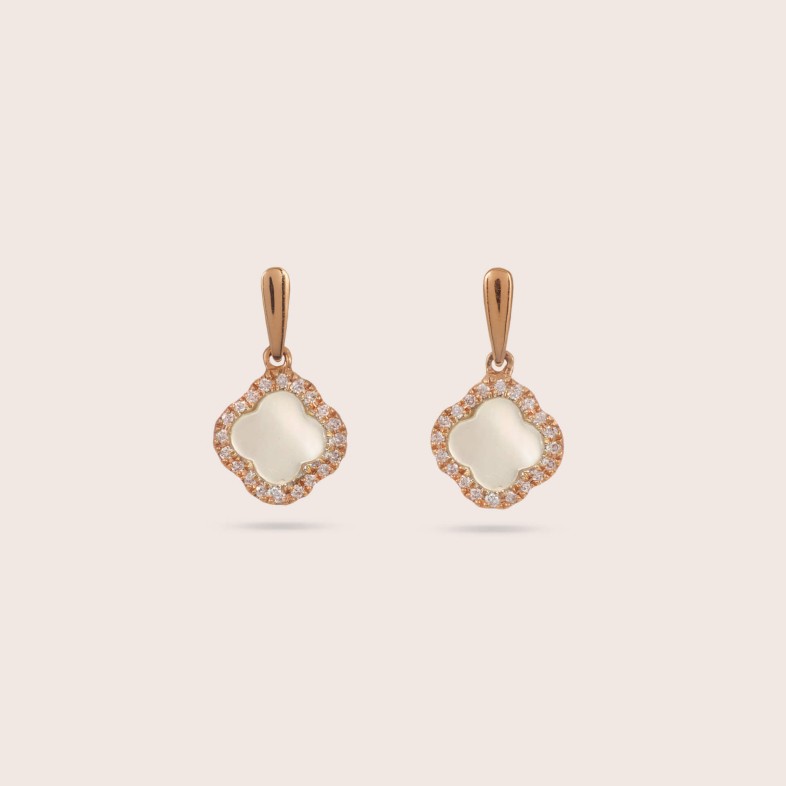 Mother of Pearl and Diamond Earrings