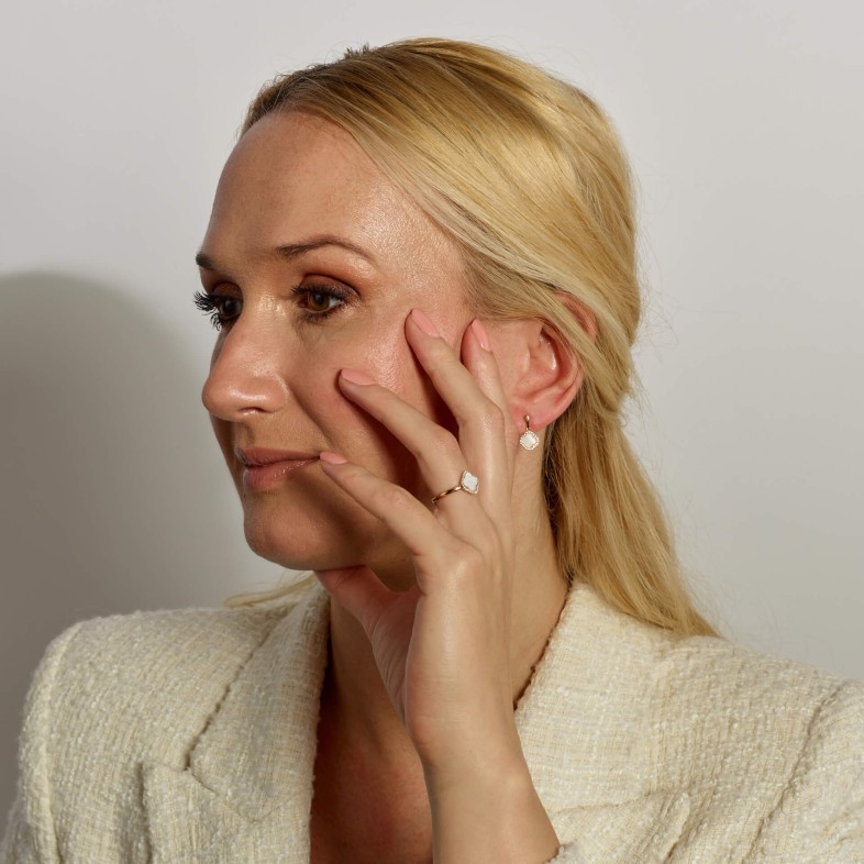 Mother of Pearl and Diamond Earrings