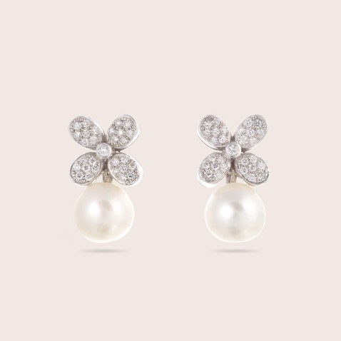 Diamond and Pearl Earrings