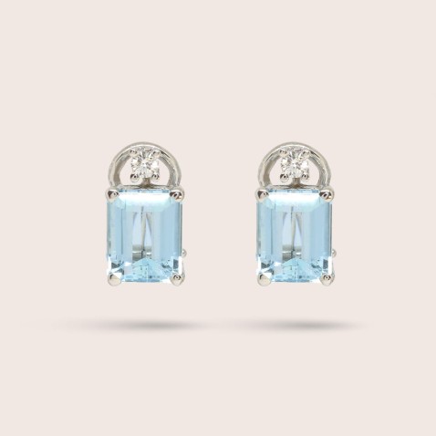 Aquamarine and Diamond Gold Earrings