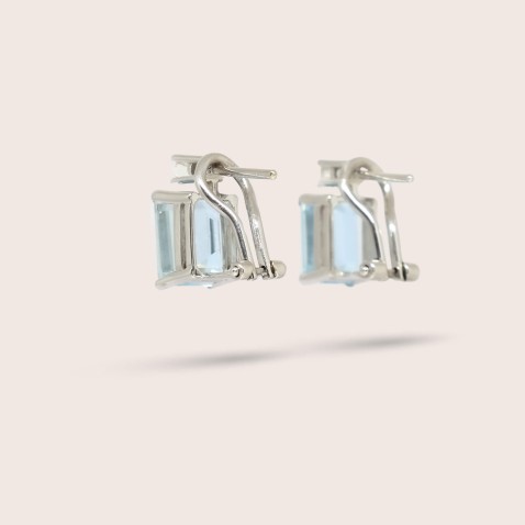 Aquamarine and Diamond Gold Earrings