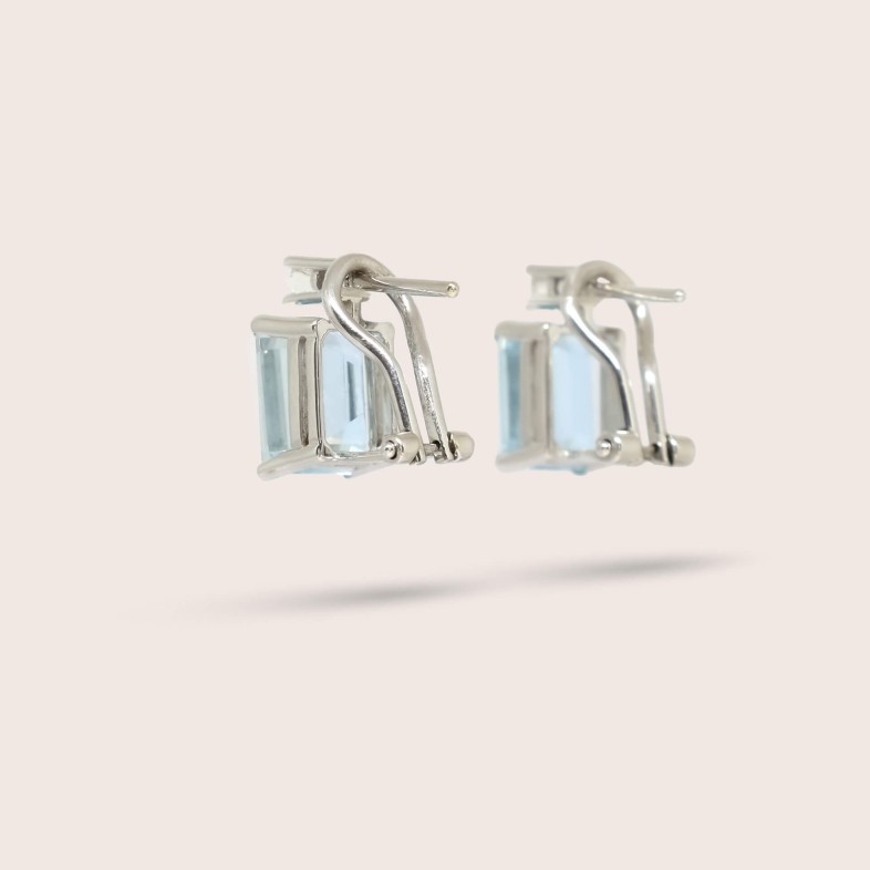Aquamarine and Diamond Gold Earrings