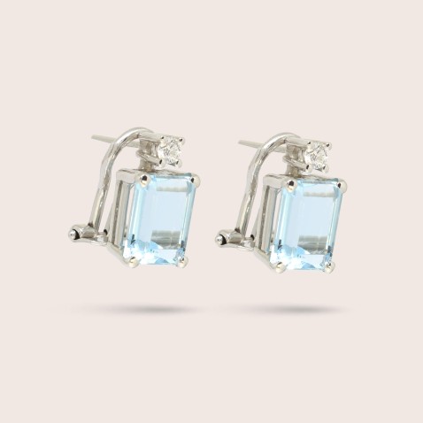 Aquamarine and Diamond Gold Earrings