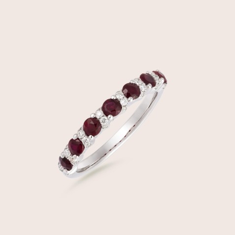 18K White Gold Ruby and Diamond Engagement Ring | Cores Preciosas