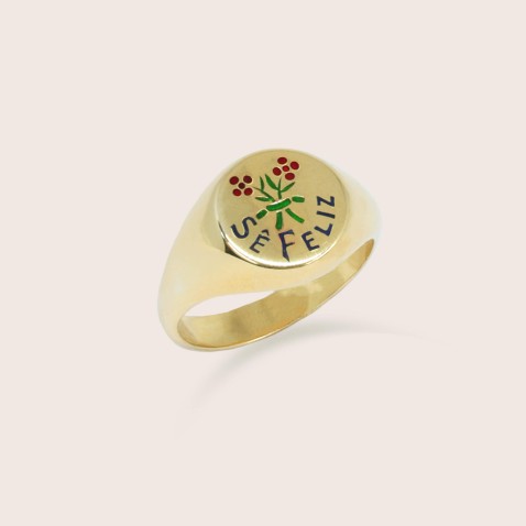 19.2K Gold "Be Happy" Ring | Lembran�a